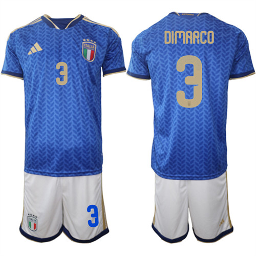 Men's Italy 3 DIMARCO National Team FIFA x World Cup 2026 Home Blue On Field Jerseys