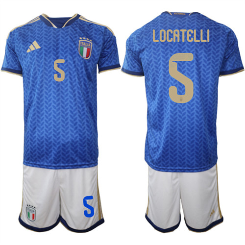 Men's Italy 5 LOCATELLI National Team FIFA x World Cup 2026 Home Blue On Field Jerseys