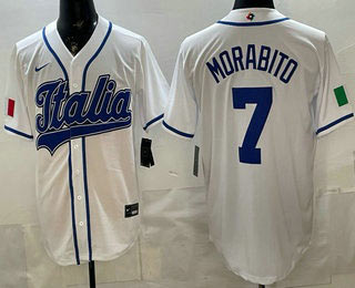 Men's Italy 7 Nick Morabito White 2026 World Baseball Classic Cool Base Jersey
