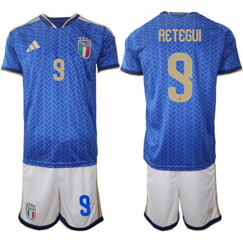 Men's Italy 9 RETEGUI National Team FIFA x World Cup 2026 Home Blue On Field Jerseys