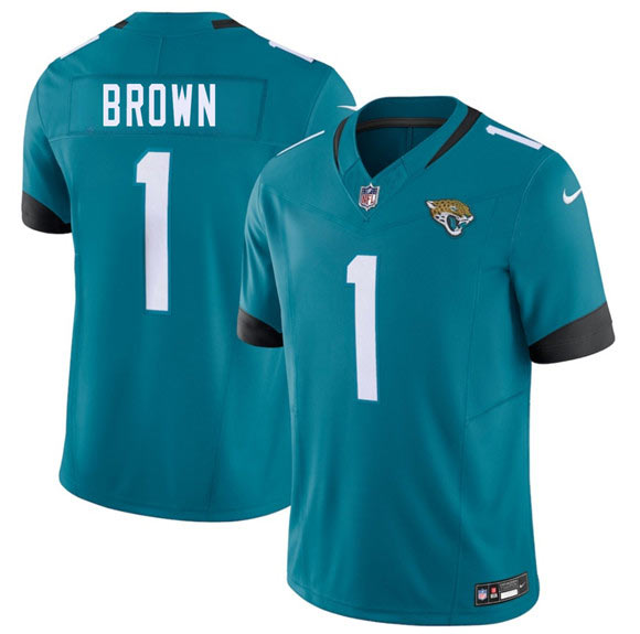 Men's Jacksonville Jaguars 1 Montaric Brown Teal 2026 F.U.S.E. Vapor Untouchable Limited Football Stitched Jersey