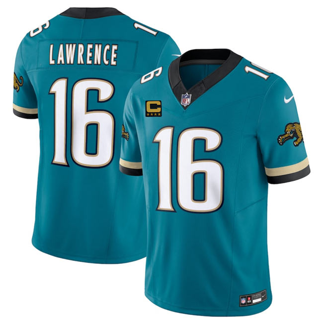 Men's Jacksonville Jaguars 16 Trevor Lawrence Teal 2025 F.U.S.E. With 4 Star C Patch Prowler Throwback Vapor Limited Football Stitched Jersey