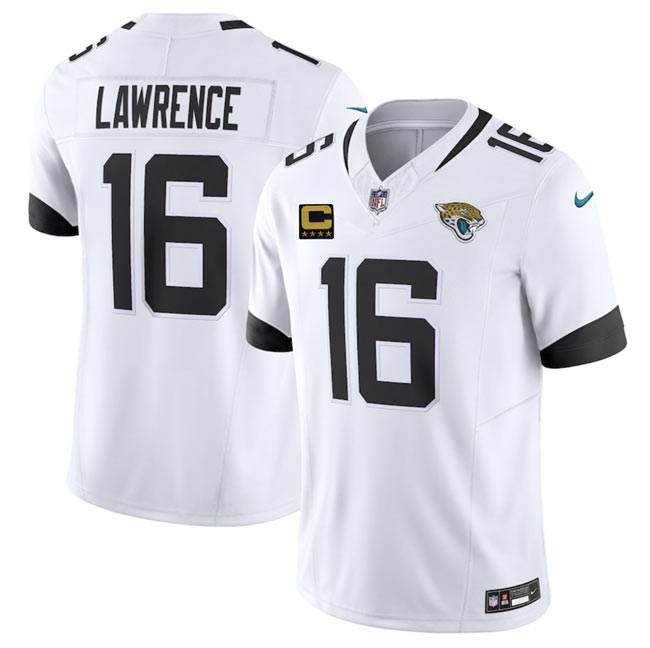 Men's Jacksonville Jaguars 16 Trevor Lawrence White 2025 F.U.S.E. With 4 Star C Patch Vapor Limited Football Stitched Jersey