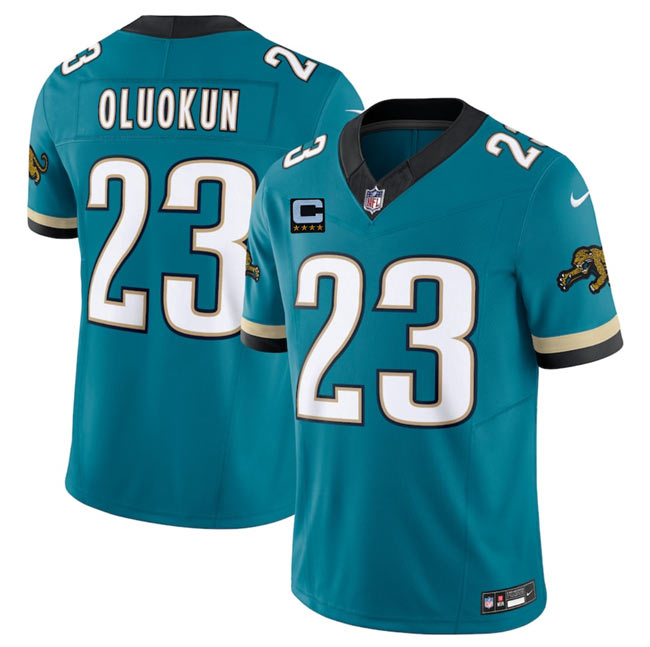 Men's Jacksonville Jaguars 23 Foye Oluokun Teal 2025 F.U.S.E. With 4 Star C Patch Prowler Throwback Vapor Limited Football Stitched Jersey