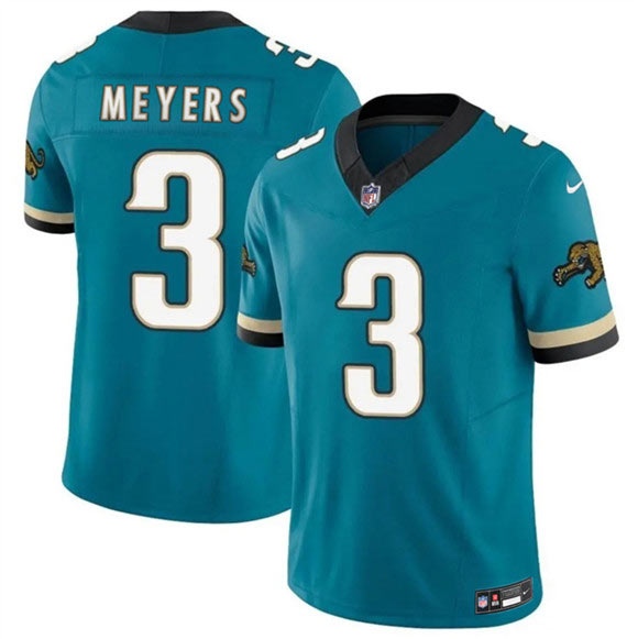Men's Jacksonville Jaguars 3 Jokobi Meyers Teal 2025 F.U.S.E. Prowler Throwback Vapor Limited Football Stitched Jersey