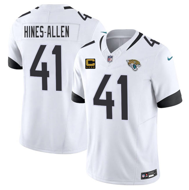 Men's Jacksonville Jaguars 41 Josh Hines Allen White 2025 F.U.S.E. With 4 Star C Patch Vapor Limited Football Stitched Jersey