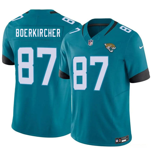 Men's Jacksonville Jaguars 87 Nate Boerkircher Teal 2026 Draft F.U.S.E. Vapor Untouchable Limited Football Stitched Jersey