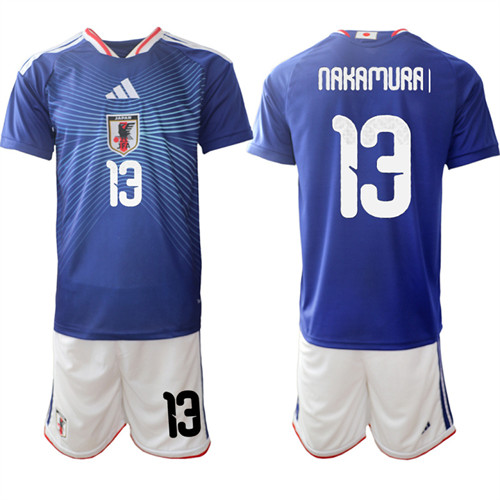 Men's Japan 13 Keito Nakamura National Team FIFA x World Cup 2026 Home Blue On Field Jersey