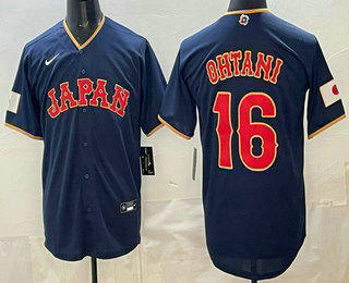 Men's Japan 16 Shohei Ohtani Navy 2026 World Baseball Classic Cool Base Jersey