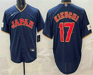 Men's Japan 17 Yusei Kikuchi Navy 2026 World Baseball Classic Cool Base Jersey