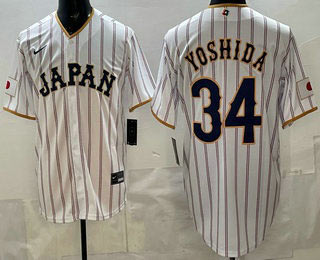 Men's Japan 34 Masataka Yoshida White 2026 World Baseball Classic Cool Base Jersey