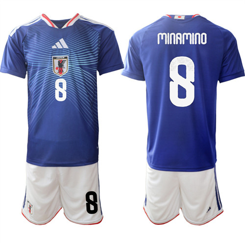 Men's Japan 8 MINAMINO National Team FIFA x World Cup 2026 Home Blue On Field Jersey