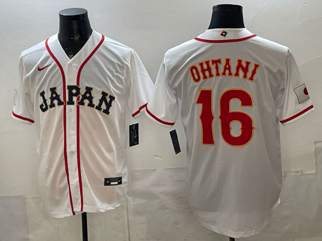 Men's Japan Baseball 16 Shohei Ohtani White 2026 World Baseball Classic Home Stadium Stitched Jersey