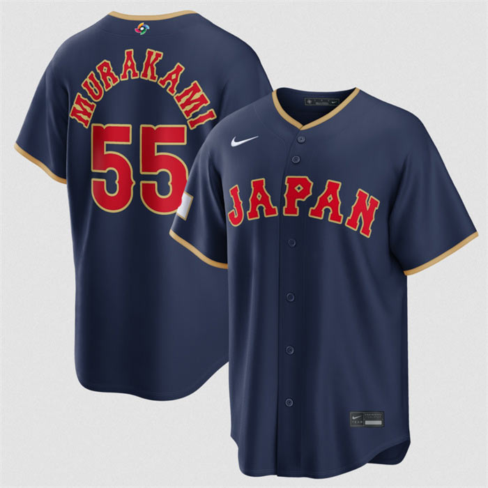 Men's Japan Baseball 55 Munetaka Murakami Navy 2026 World Baseball Classic Road Stadium Stitched Jersey