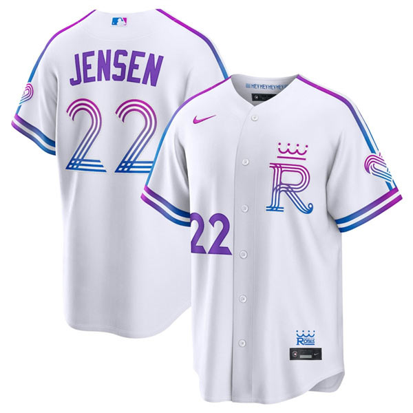 Men's Kansas City Royals 22 Carter Jensen White 2026 City Connect Stadium Stitched Baseball Jersey