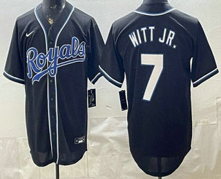 Men's Kansas City Royals 7 Bobby Witt Jr 2026 Black Fashion Cool Base Jersey