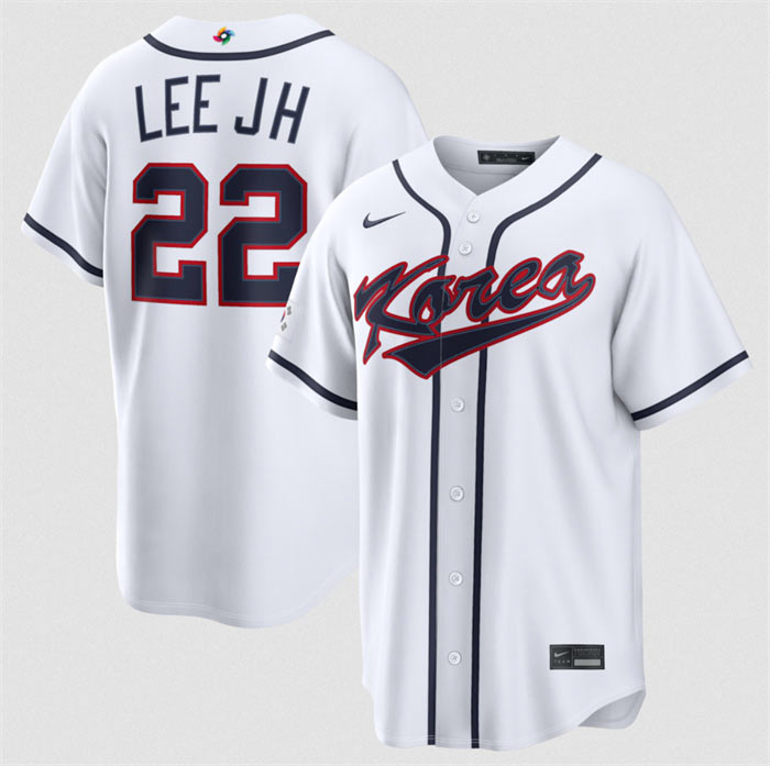 Men's Korea Baseball 22 Jung Hoo Lee White 2026 World Baseball Classic Home Stadium Stitched Jersey