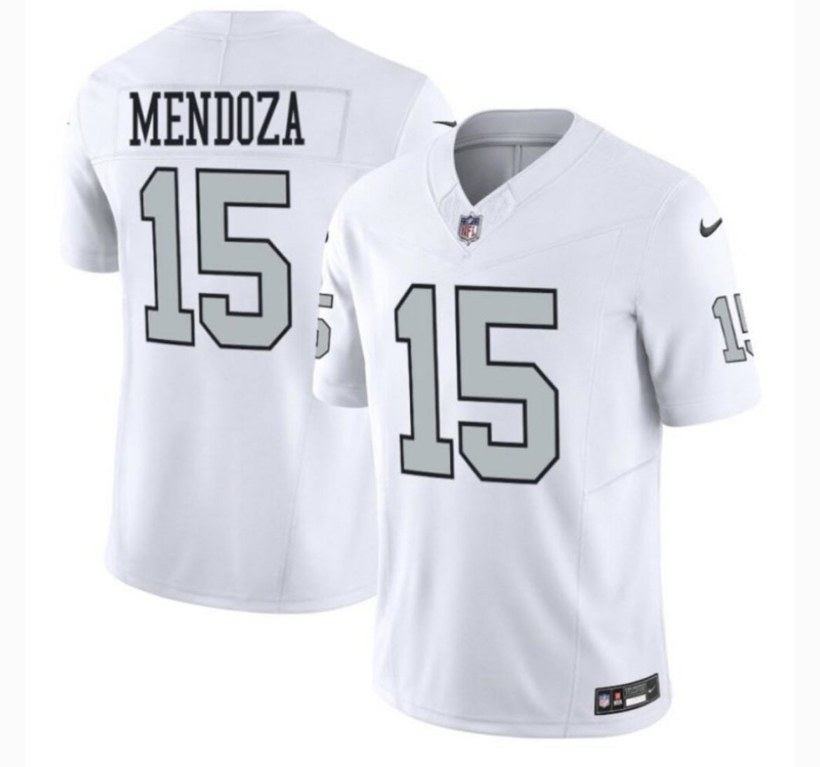 Men's Las Vegas Raiders 15 Fernando Mendoza White 2025 F.U.S.E