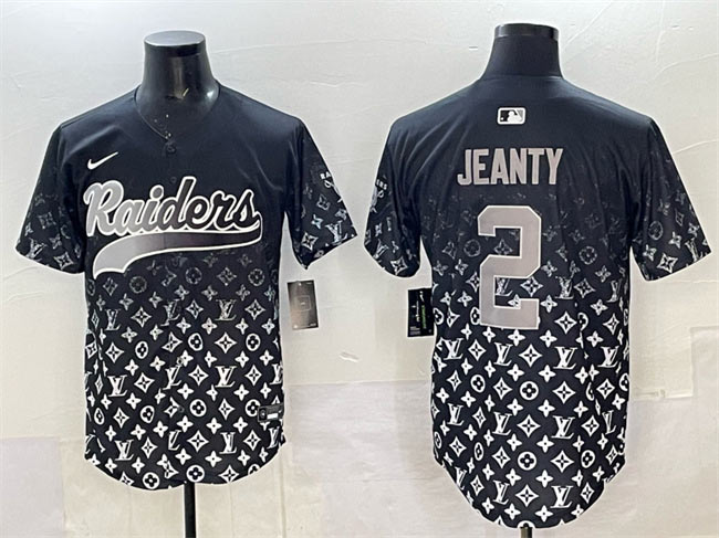 Men's Las Vegas Raiders 2 Ashton Jeanty Black Limited Stitched Baseball Jersey