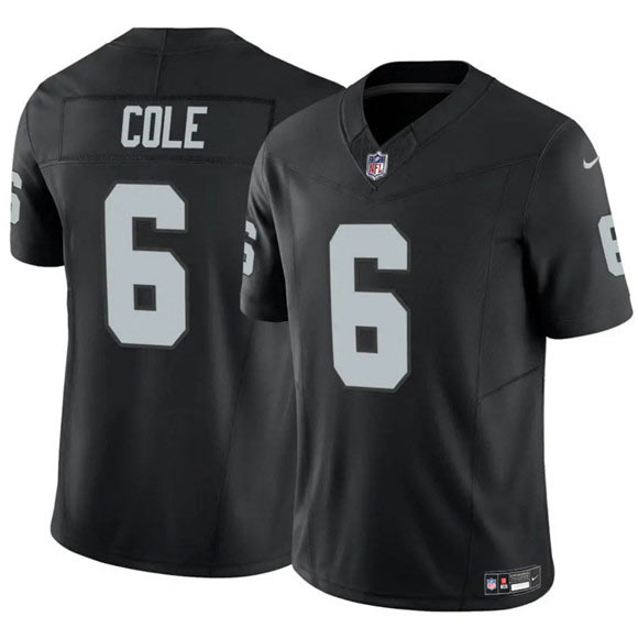 Men's Las Vegas Raiders 6 A.J. Cole Black 2025 F.U.S.E. Vapor Untouchable Limited Football Stitched Jersey