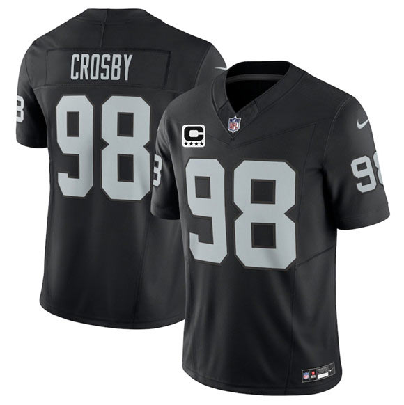 Men's Las Vegas Raiders 98 Maxx Crosby Black 2025 F.U.S.E. With 4 Star C Patch Vapor Limited Football Stitched Jersey
