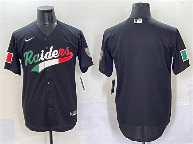 Men's Las Vegas Raiders Blank Black Mexico Cool Base Stitched Baseball Jersey