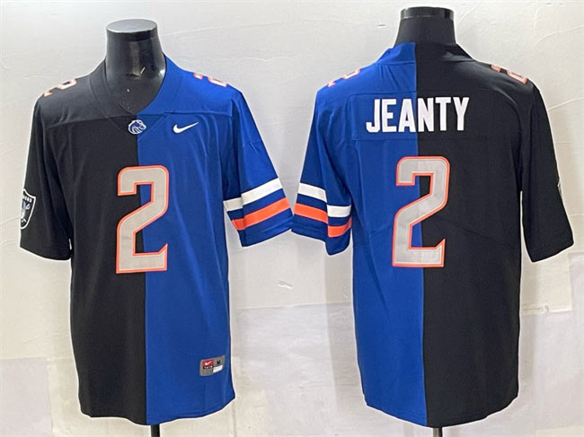 Men's Las Vegas Raiders X Broncos 2 Ashton Jeanty Black Blue Split Limited Football Stitched Jersey