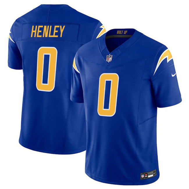 Men's Los Angeles Chargers 0 Daiyan Henley Royal 2025 F.U.S.E Vapor Limited Stitched Football Jersey