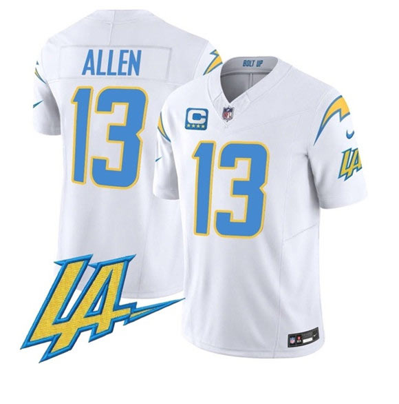 Men's Los Angeles Chargers 13 Keenan Allen White F.U.S.E With LA & 4 Star C Patch Vapor Limited Football Stitched Jersey