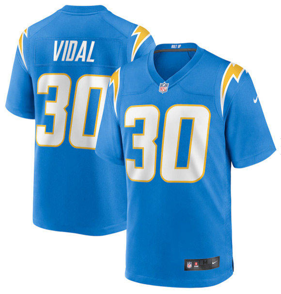 Men's Los Angeles Chargers 30 Kimani Vidal Blue 2025 Football Stitched Game Jersey