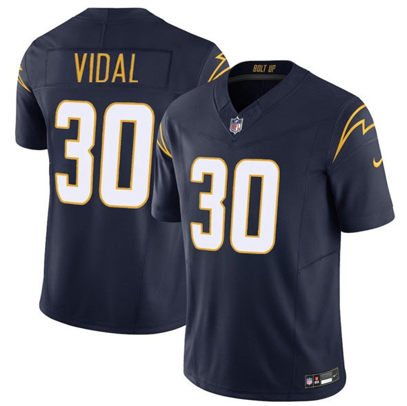 Men's Los Angeles Chargers 30 Kimani Vidal Navy 2025 F.U.S.E. Alternate Vapor Limited Football Stitched Jersey