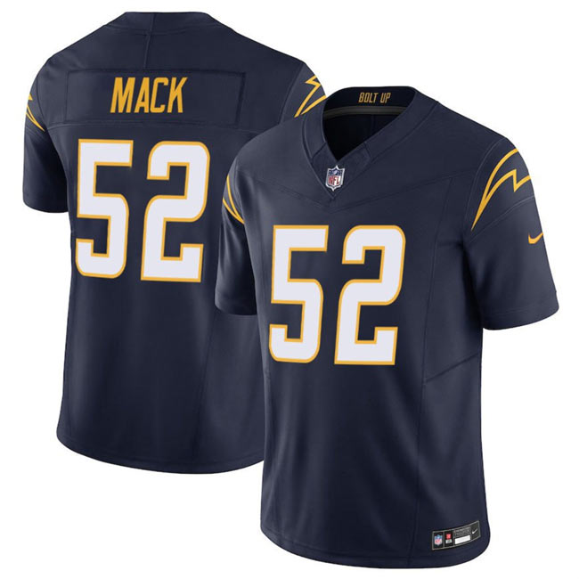 Men's Los Angeles Chargers 52 Khalil Mack Navy 2025 F.U.S.E Vapor Limited Stitched Football Jersey