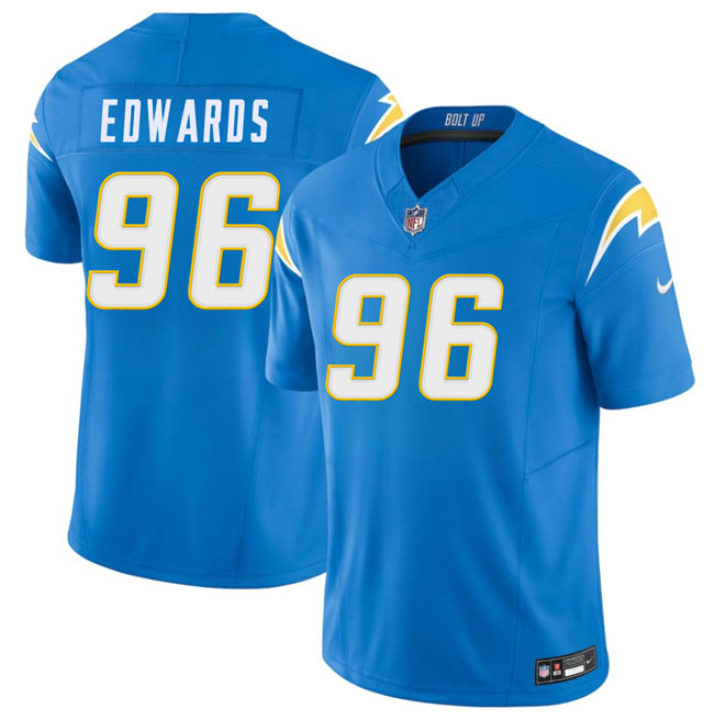 Men's Los Angeles Chargers 96 TeRah Edwards Blue 2026 F.U.S.E. Vapor Limited Football Stitched Jersey