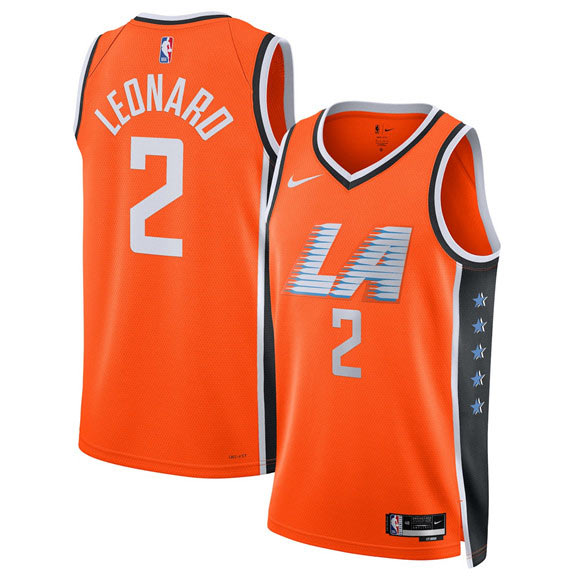 Men's Los Angeles Clippers 2 Kawhi Leonard Orange 2025 26 City Edition Swingman Stitched Jersey
