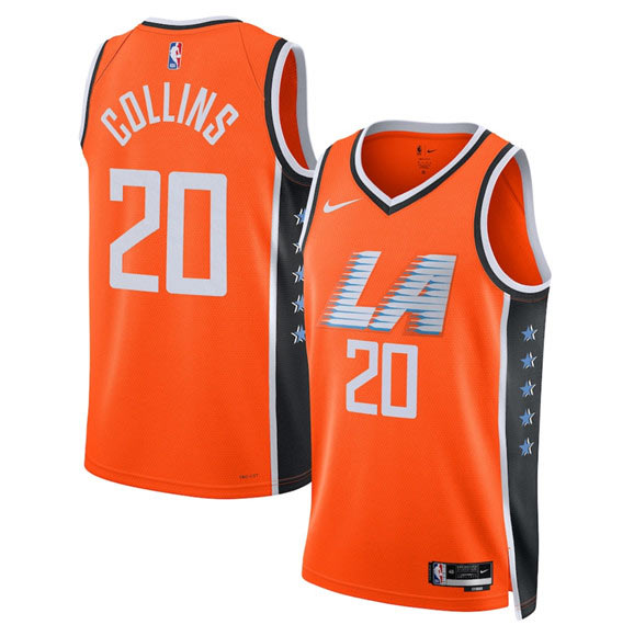 Men's Los Angeles Clippers 20 John Collins Orange 2025 26 City Edition Swingman Stitched Jersey