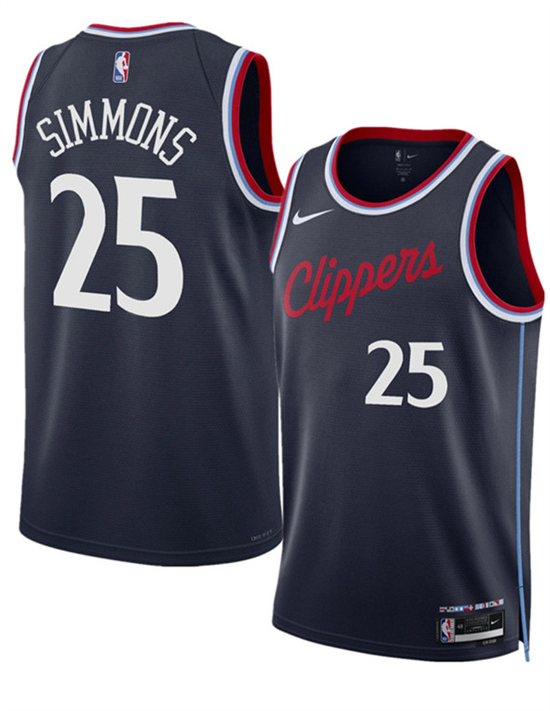 Men's Los Angeles Clippers 25 Ben Simmons Navy 2024 25 Icon Edition Stitched Jersey