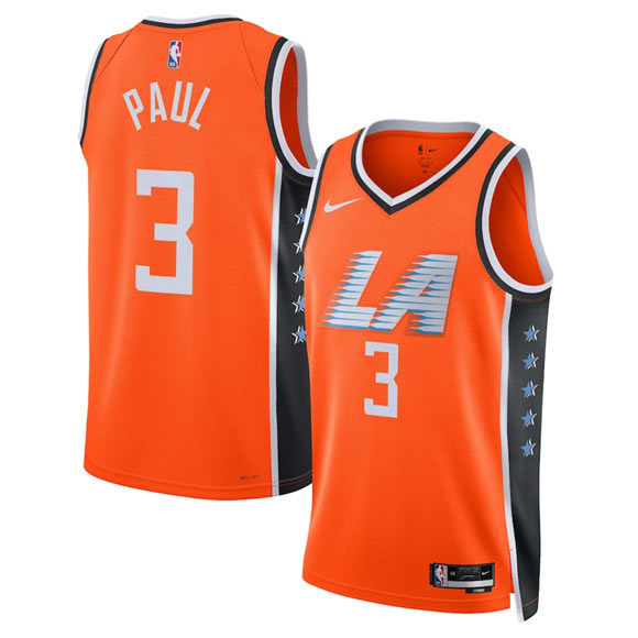 Men's Los Angeles Clippers 3 Chris Paul Orange 2025 26 City Edition Swingman Stitched Jersey
