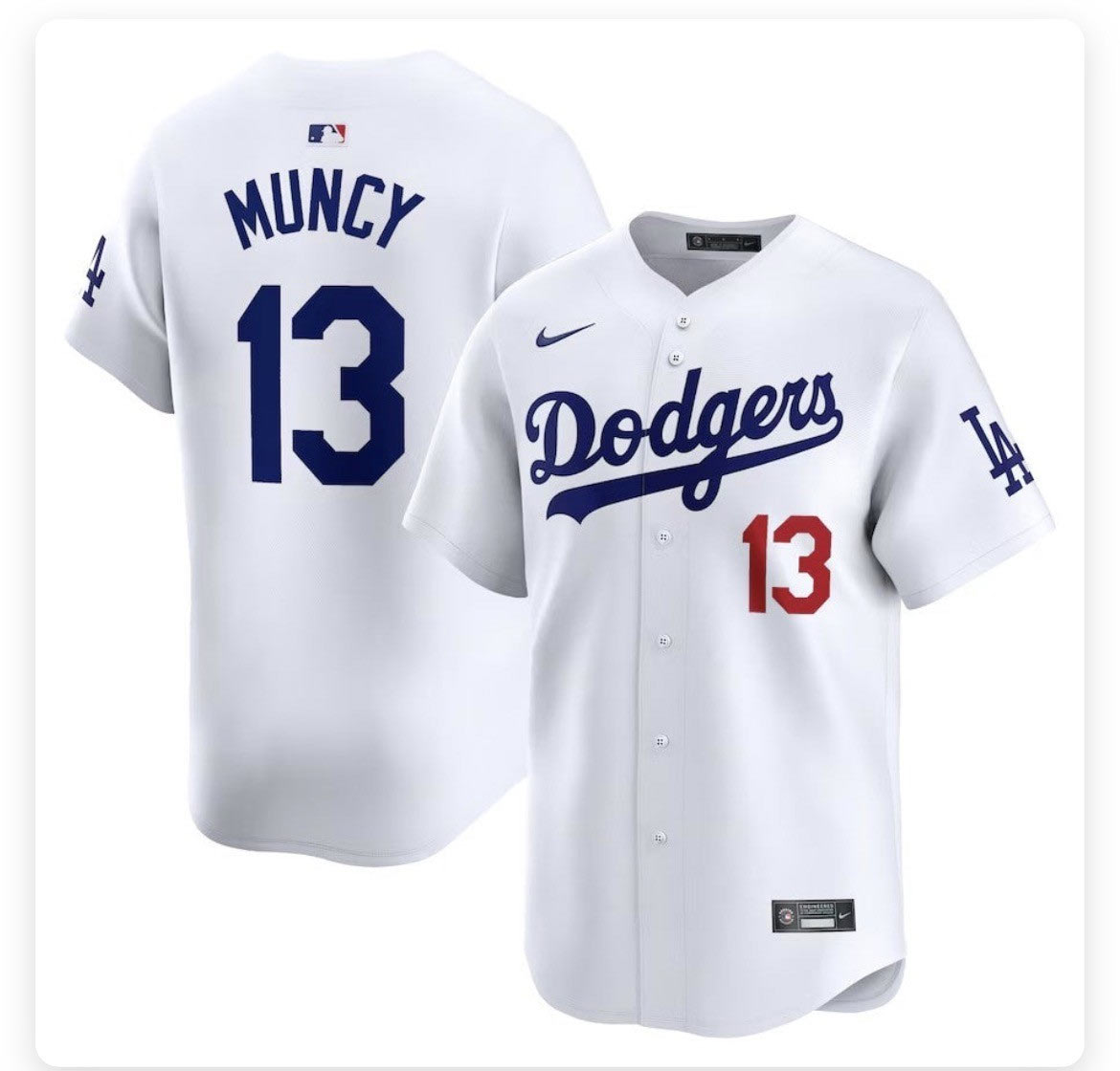 Men's Los Angeles Dodgers 13 Max Muncy Blue Stitched MLB Cool Base Nike Jersey
