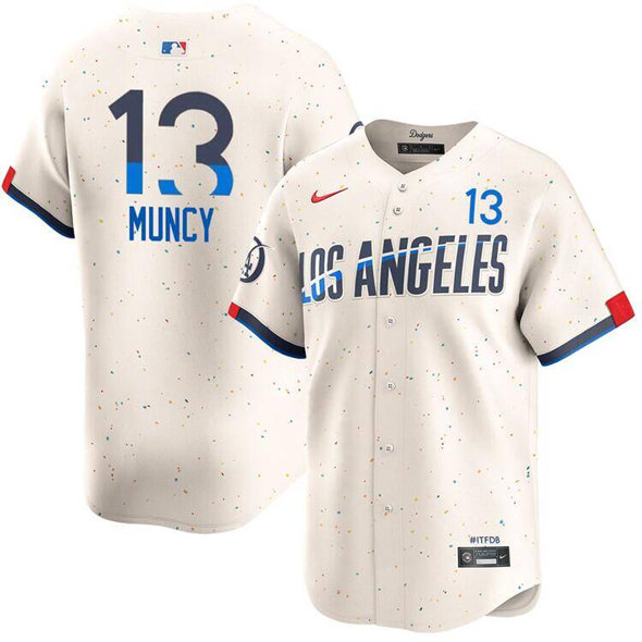 Men's Los Angeles Dodgers 13 Max Muncy Cream 2024 City Connect Limited Stitched Baseball Jersey