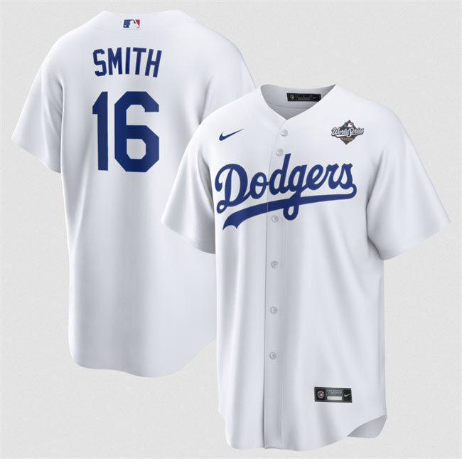 Men's Los Angeles Dodgers 16 Will Smith White 2025 World Series Home Cool Base Stitched Baseball Jersey