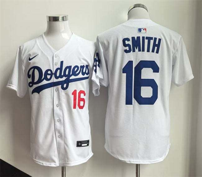 Men's Los Angeles Dodgers 16 Will Smith White Home Limited Stitched Baseball Jersey