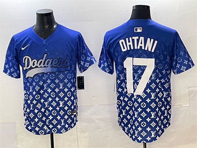 Men's Los Angeles Dodgers 17 Shohei Ohtani Blue Limited Stitched Baseball Jersey