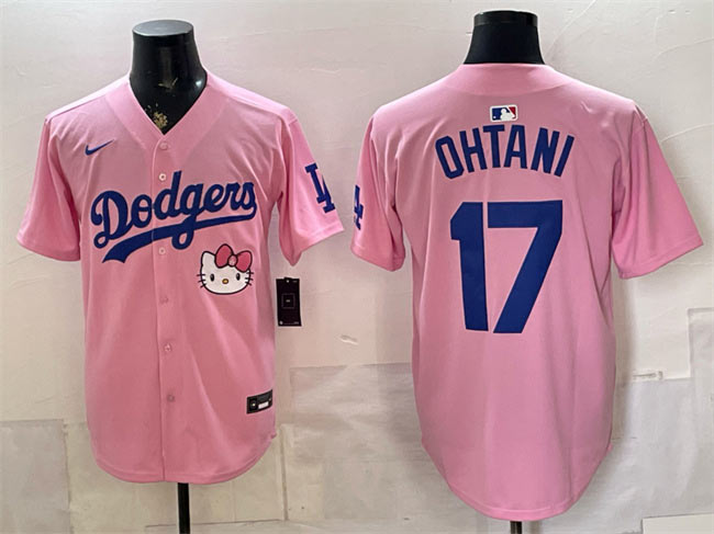 Men's Los Angeles Dodgers 17 Shohei Ohtani Pink 2025 Hello Kitty Vapor Limited Stitched Baseball Jersey