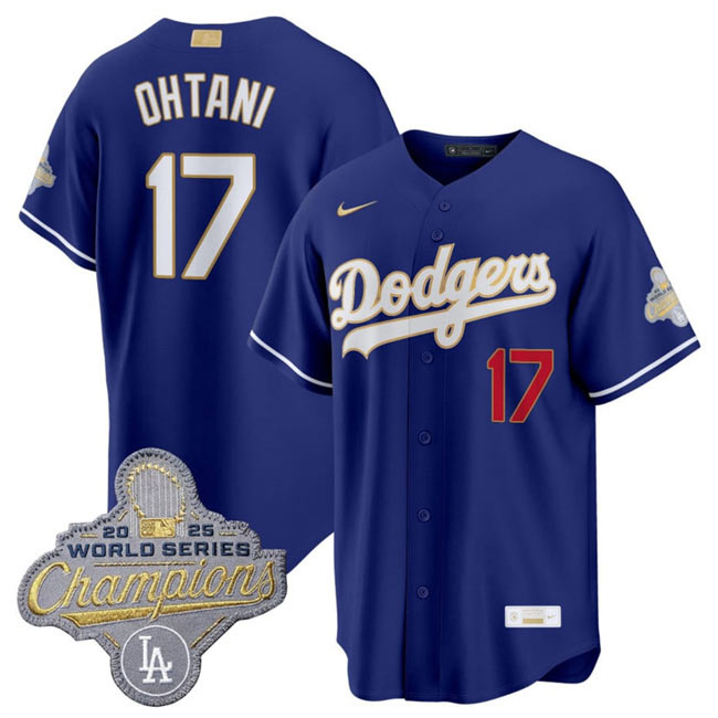 Men's Los Angeles Dodgers 17 Shohei Ohtani Royal 2026 Alternate Gold Collection Stadium Stitched Baseball Jersey