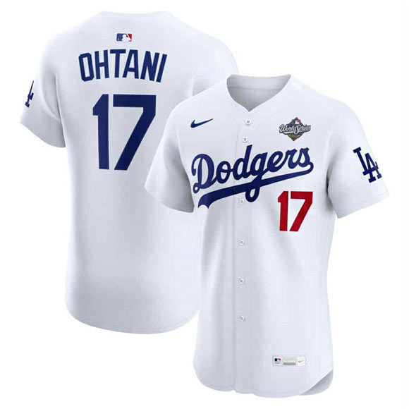 Men's Los Angeles Dodgers 17 Shohei Ohtani White 2025 World Series Cool Base Sttiched Jersey