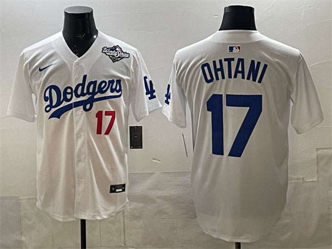 Men's Los Angeles Dodgers 17 Shohei Ohtani White 2025 World Series Home Limited Stitched Baseball Jersey