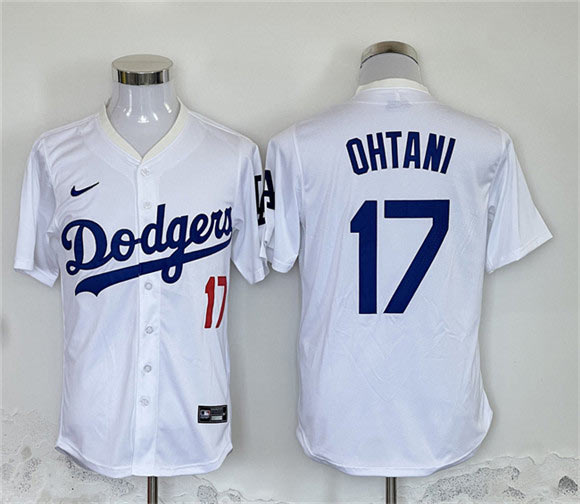 Men's Los Angeles Dodgers 17 Shohei Ohtani White Home Limited Stitched Baseball Jersey