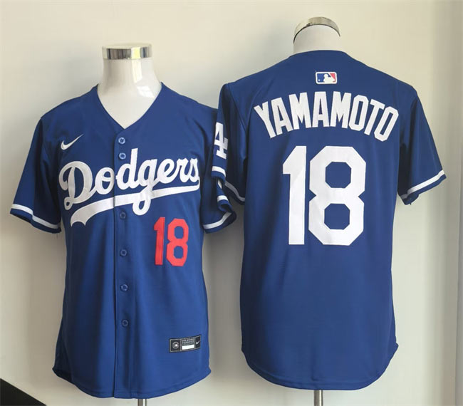 Men's Los Angeles Dodgers 18 Yoshinobu Yamamoto Royal Limited Stitched Baseball Jersey
