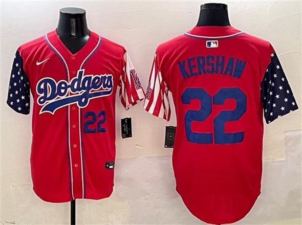 Men's Los Angeles Dodgers 22 Clayton Kershaw Red Limited Stitched Baseball Jersey