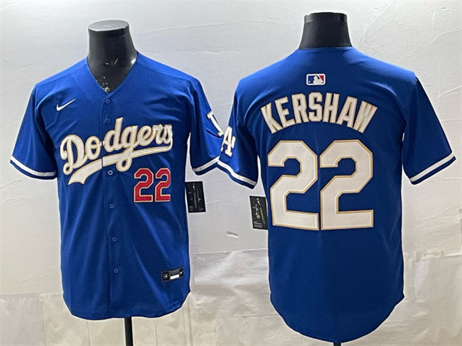 Men's Los Angeles Dodgers 22 Clayton Kershaw Royal Limited Stitched Baseball Jersey